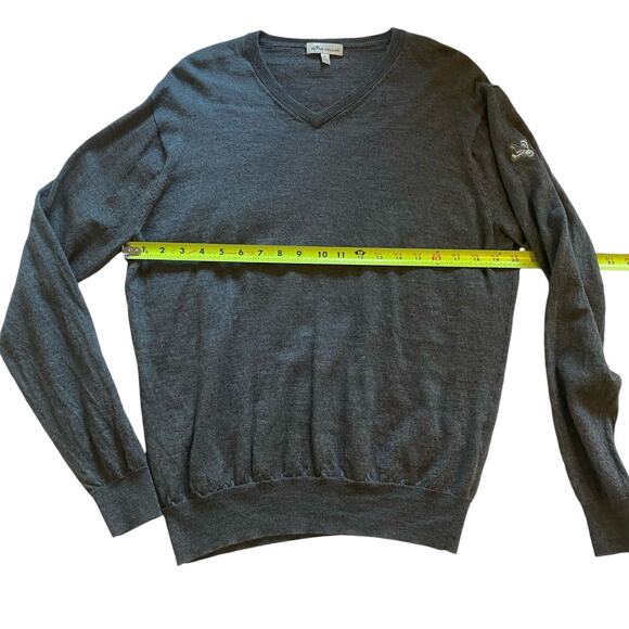 Peter Millar Sweater Mens Large Gray Merino Wool V-Neck Pullover Golf - Picture 5 of 7